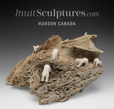 VINTAGE 13" Ivory Bears by Emily Illuitok *On The Beach*