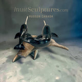9” Narwhals Mother & Calf by Isaaci Oqutaq *Together Forever*