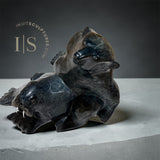 VINTAGE 22" Bonded Bear and Walrus  LAST Masterpiece of Elite Master Carver Nuna Parr *Never Apart*