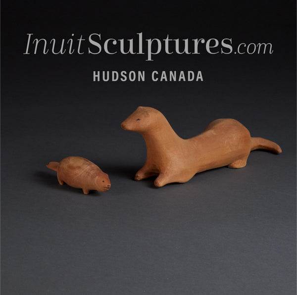 VINTAGE 9" Wood Carved Otter and Friend by Jack Haggerty *Slippery Slope*