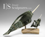 13" Narwhals Mother and Calf by Isaaci Oqutaq *Bonded Pair*