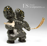 VINTAGE 12" Hunter and Child by Wayne Puqiqnak Gjoa Haven *Hunting Caribou*