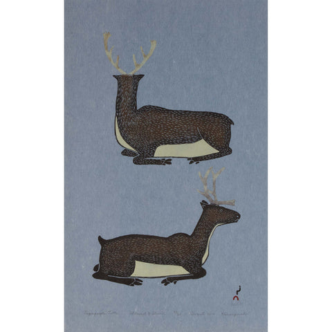VINTAGE Caribou Print  (TAQAIQSIQTU TUTTU)  by Kananginak Pootoogook 34/50