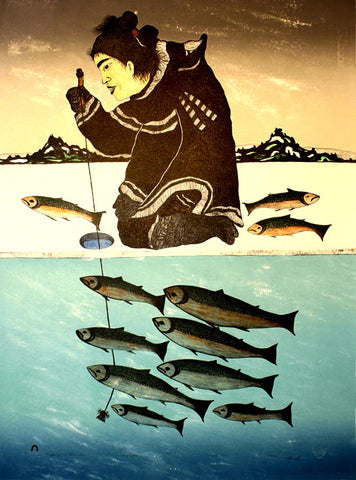 2000 JIGGING ON THIN ICE by Pitaloosie Saila