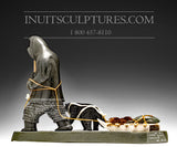 12" Hunter with Husky Dog by Famous Jimmy Iqaluq