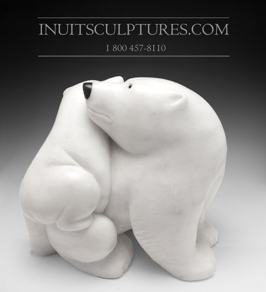 14" Mother bear hugging her cub by World Famous Manasie Akpaliapik