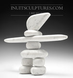 12" Carrara Marble Masterful Inukshuk by Paul Bruneau