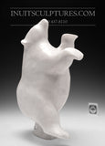 14" Chubby White Marble Dancing Bear by Nuna Parr