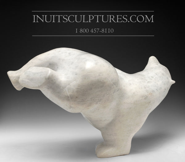 20" Rare White Diving Bear by Nuna Parr